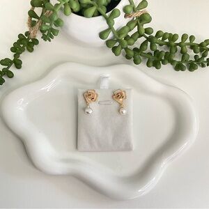 Freshwater Pearl Rose Dangle Earrings